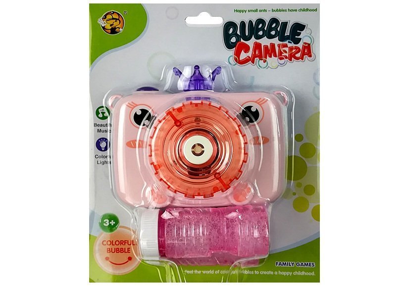 Kamera fouká mýdlové bubliny Baterie Pink Bubble Generator