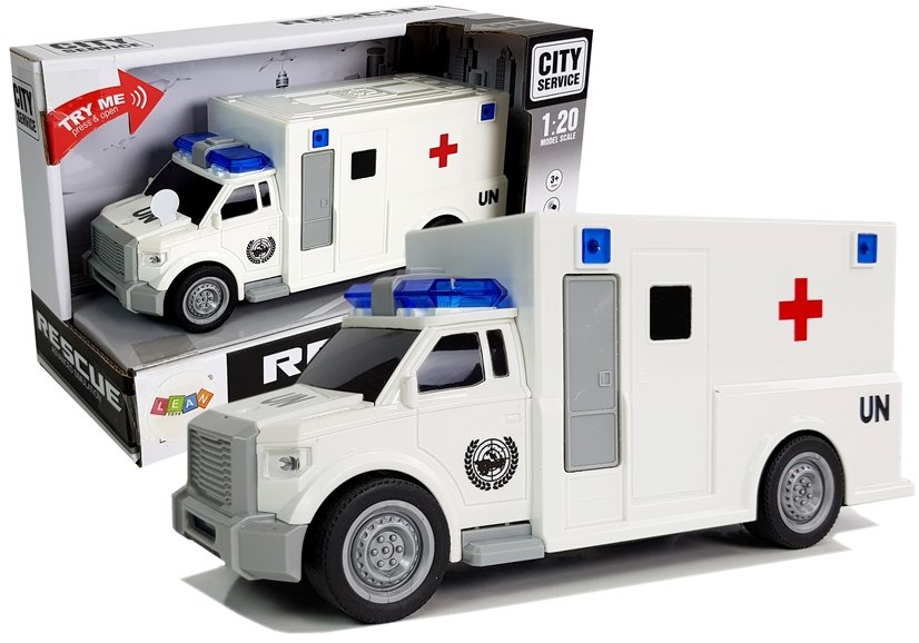 Auto Ambulance With Friction Drive White 1:20 With Sound