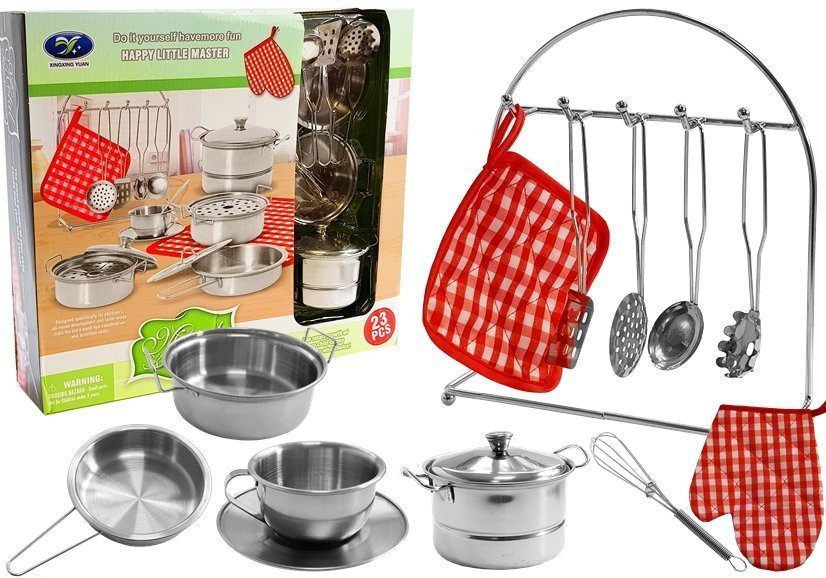 Set Of Stainless Steel Pots For Children 23 Elements