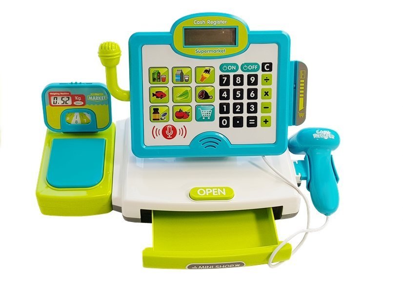 Children's Cash Register Blue With A Basket
