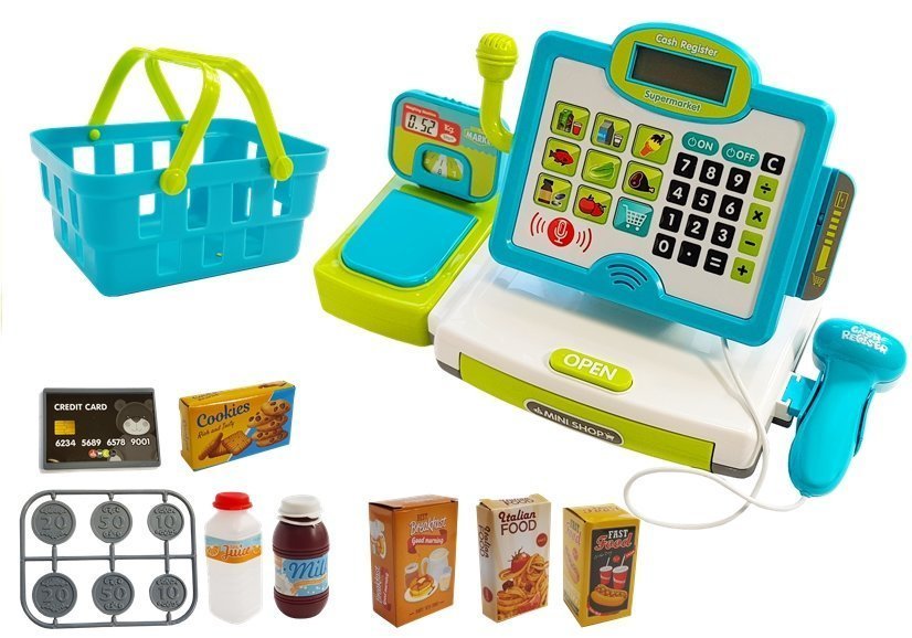 Children's Cash Register Blue With A Basket