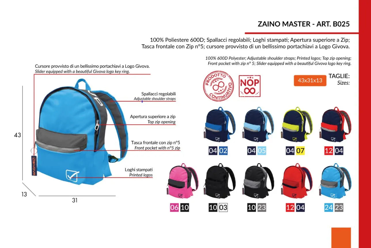 Rucksack Givova Master Türkis-grau Türkis