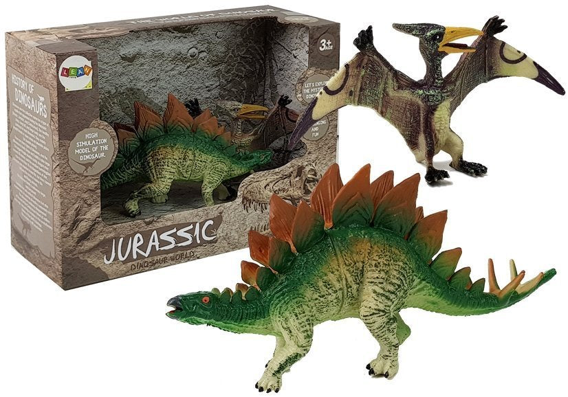 Set Of Stegosaurus Pteranodon Dinosaur Figurines