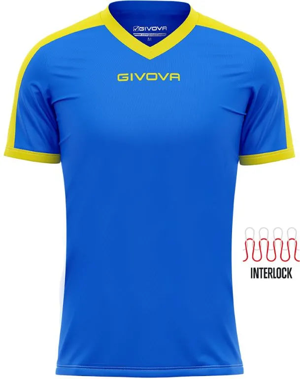 T-shirt sportiva Givova Revolution Royal-giallo Blu