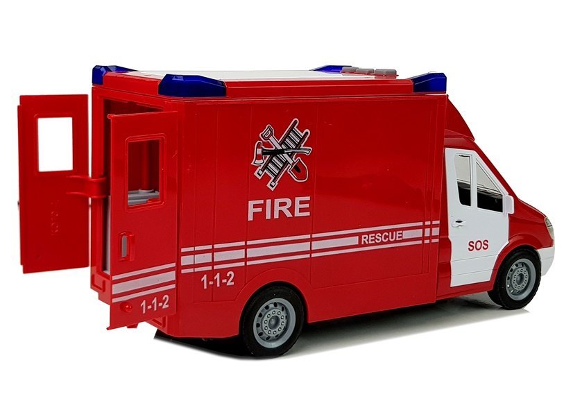 Fire Engine With Frictional Sound Drive Opening Doors
