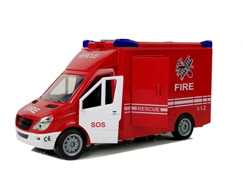 Fire Engine With Frictional Sound Drive Opening Doors