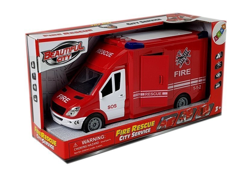 Fire Engine With Frictional Sound Drive Opening Doors