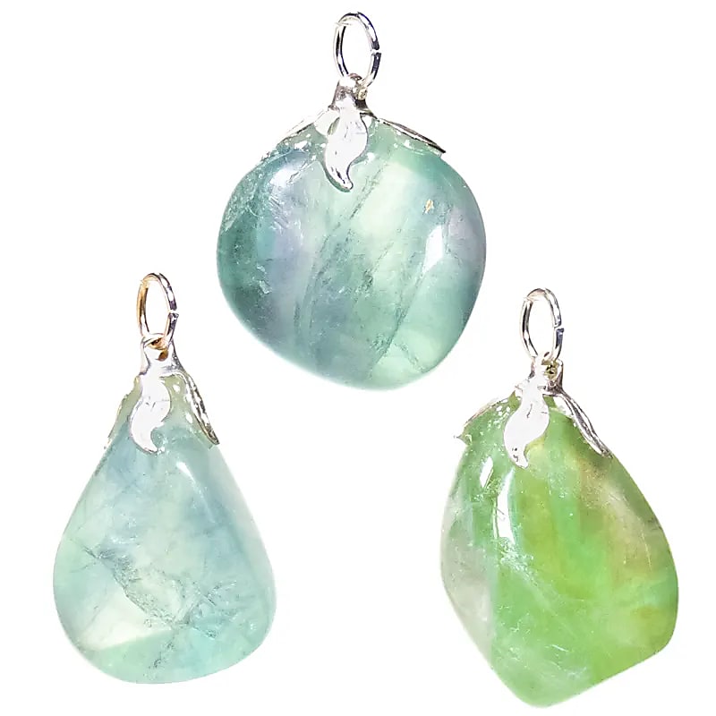 Pendentif en pierre précieuse fluorite verte - ± 1,5-3 cm paquet de 3 pièces - ± 1,5-3 cm
