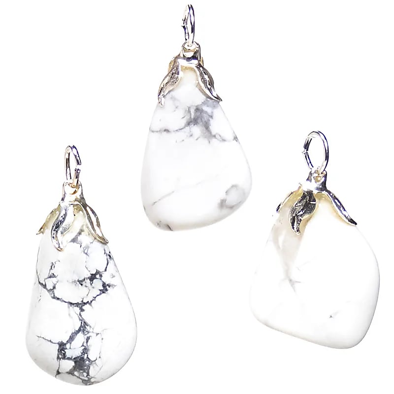 Ædelstensvedhæng Howlite --±1,5-3 cm Pakke med 3 stk - ±1,5-3 cm