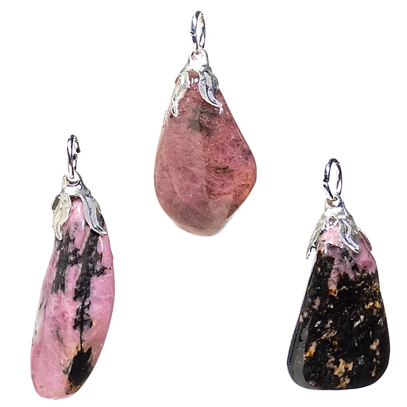 Gemstone Pendant Rhodonite --package Of 3 Pcs - ±1.5-3cm