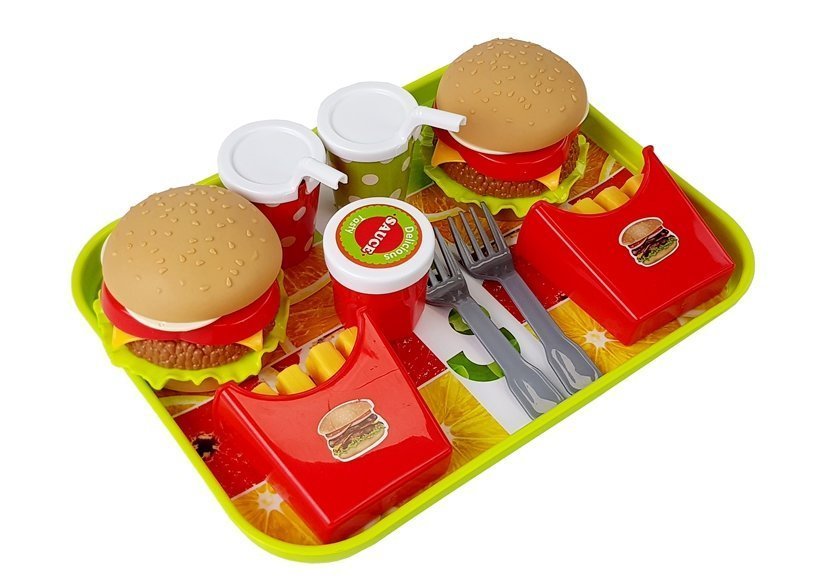Set Of Hamburger Fries With Tray