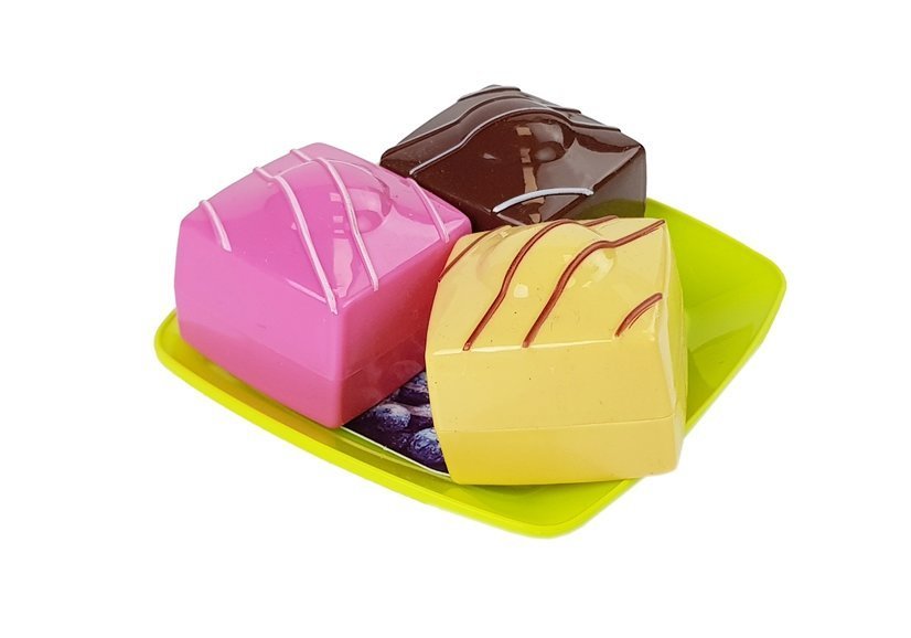 Set Eating Dessert Cake With Tray