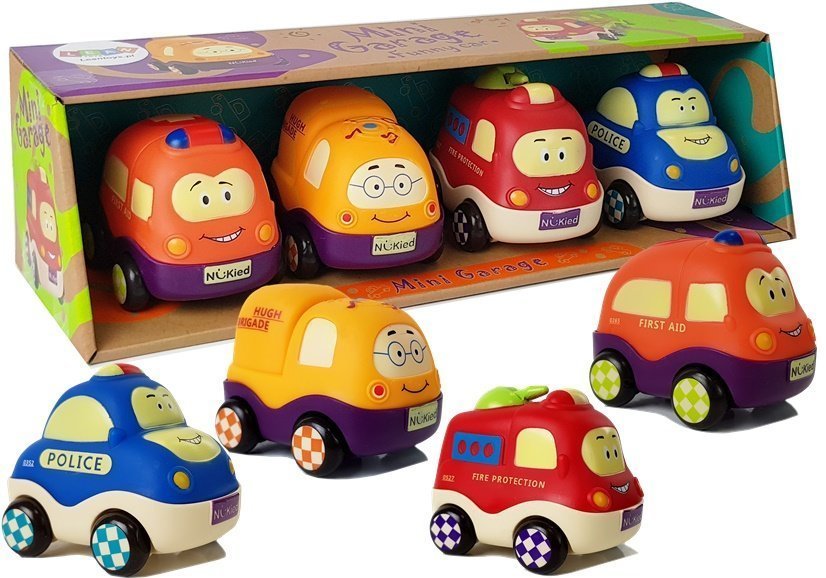 Police Ambulance Cars Set For Toddler With String 4 Pieces