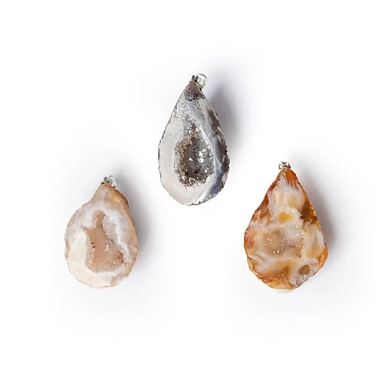 Agate Geode Gemstone Pendant --package Of 3 Pcs - ±4cm