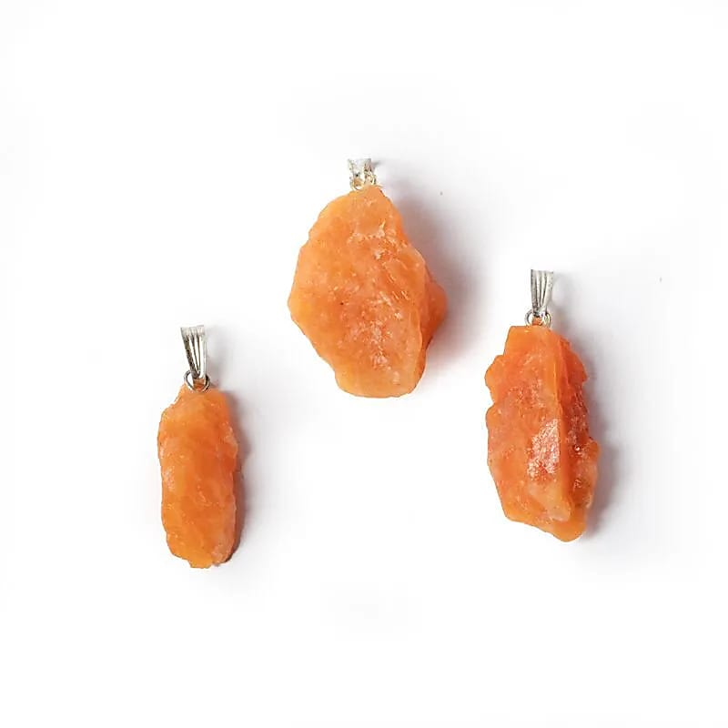 Orange Calcite Rough Gemstone Pendant --package Of 3 Pcs - ±3cm