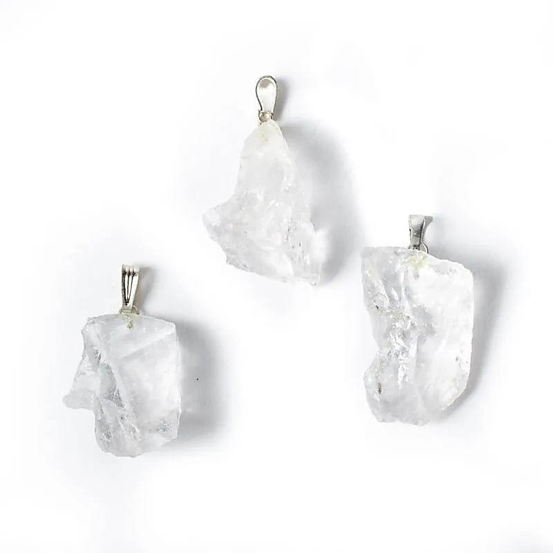 Pingente de pedra preciosa áspera de cristal de rocha - pacote de 3 peças - ± 3,5 cm