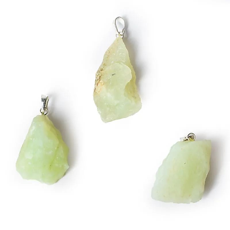 New Jade (serpentine) Rough Gemstone Pendant --package Of 3 Pcs - ±3.5 Cm