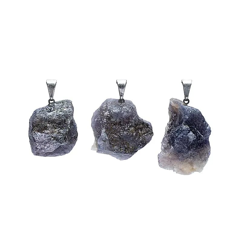 Iolite (vízzafír) durva drágakő medál -- 3 db-os kiszerelés - ±2,5 cm