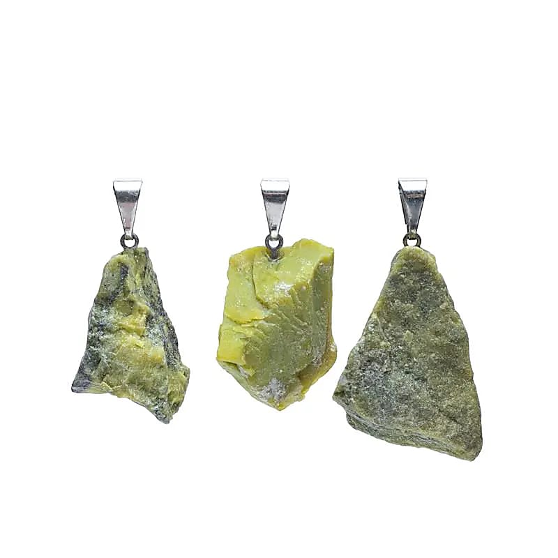 Serpentinite ru ædelstensvedhæng --pakke med 3 stk - ±2cm