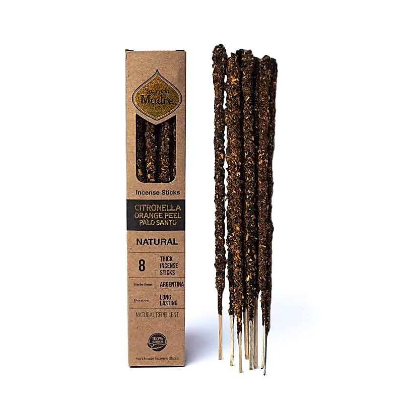 Sagrada Madre Incenso Naturale Citronella Arancia E Palo Santo - ±30g Set Da 2 Pz