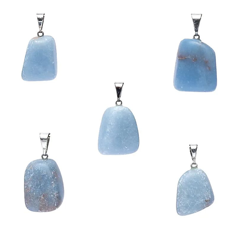 Angelite Gemstone Pendant Pin Drilled -- ±25cm Package Of 5 Pcs - ±2.5cm