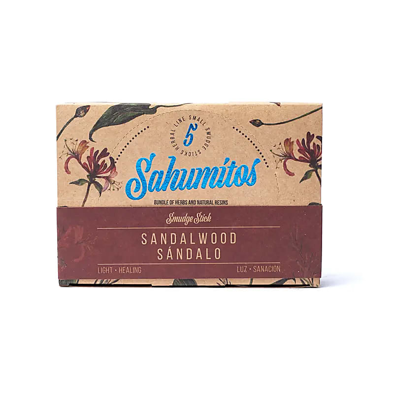 Sagrada Madre Sahumitos Smudge Sandelwood Per 5 In Display Box - 18x4x12cm