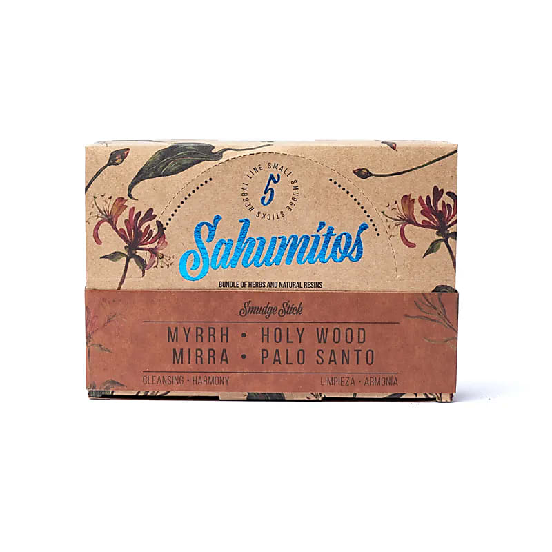 Sagrada Madre Sahumitos Smudge Myrrh & Palo Santo Per 5 In Display Box - 18x4x12cm