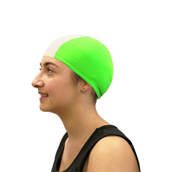 Gorro Natación Poliéster Softee Senior Verde Flúor/Blanco SENIOR