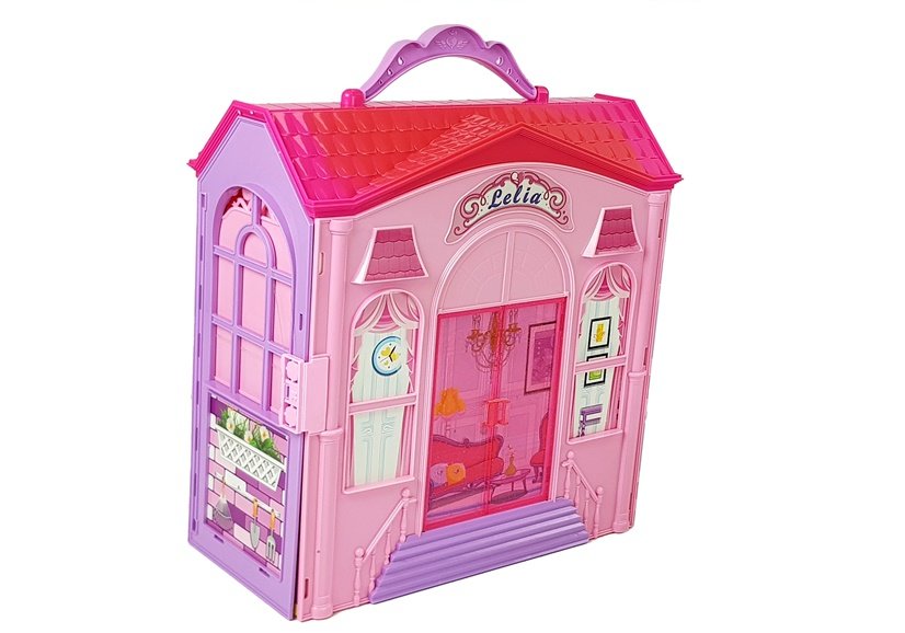 Fold-out Dollhouse Blonde Doll With Accessories Kitchen Toilet Bedroom In A Suitcase