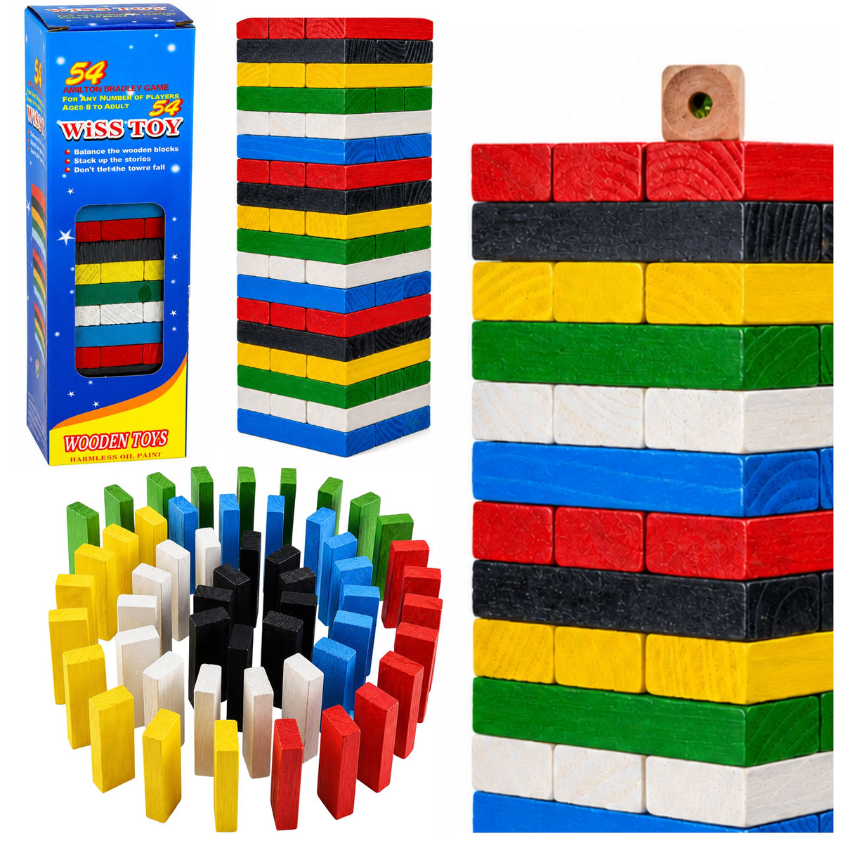 Family Arcade Game Wooden Puzzle Tower Colors Dexterity