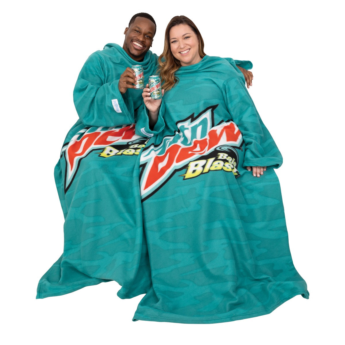 Snuggie Original - Couverture polaire - Avec manches - Mountain Dew Green Retro Blue