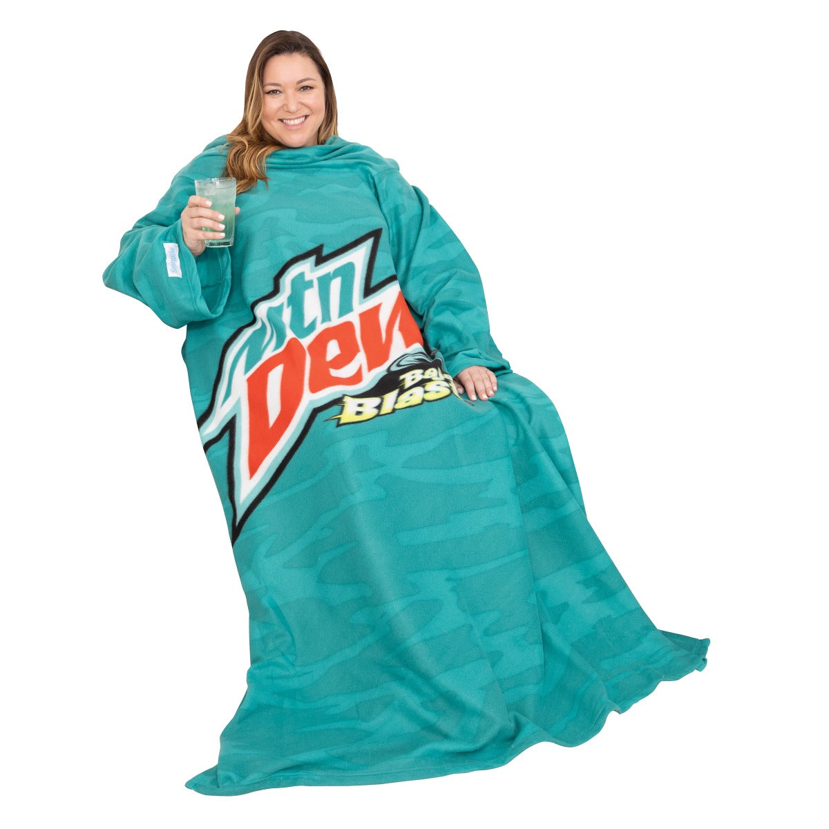 Snuggie Original - Couverture polaire - Avec manches - Mountain Dew Green Retro Blue