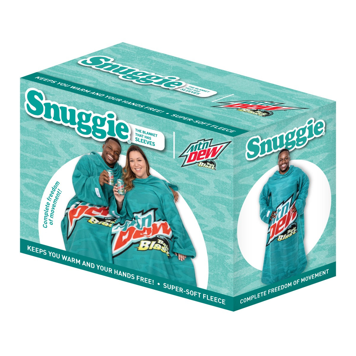 Snuggie Original - Couverture polaire - Avec manches - Mountain Dew Green Retro Blue