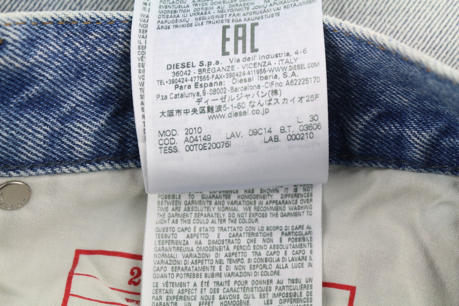 Diesel 2010 09c14 Pánske Jeansloose Rovné Prané Modré Denim Rrp250