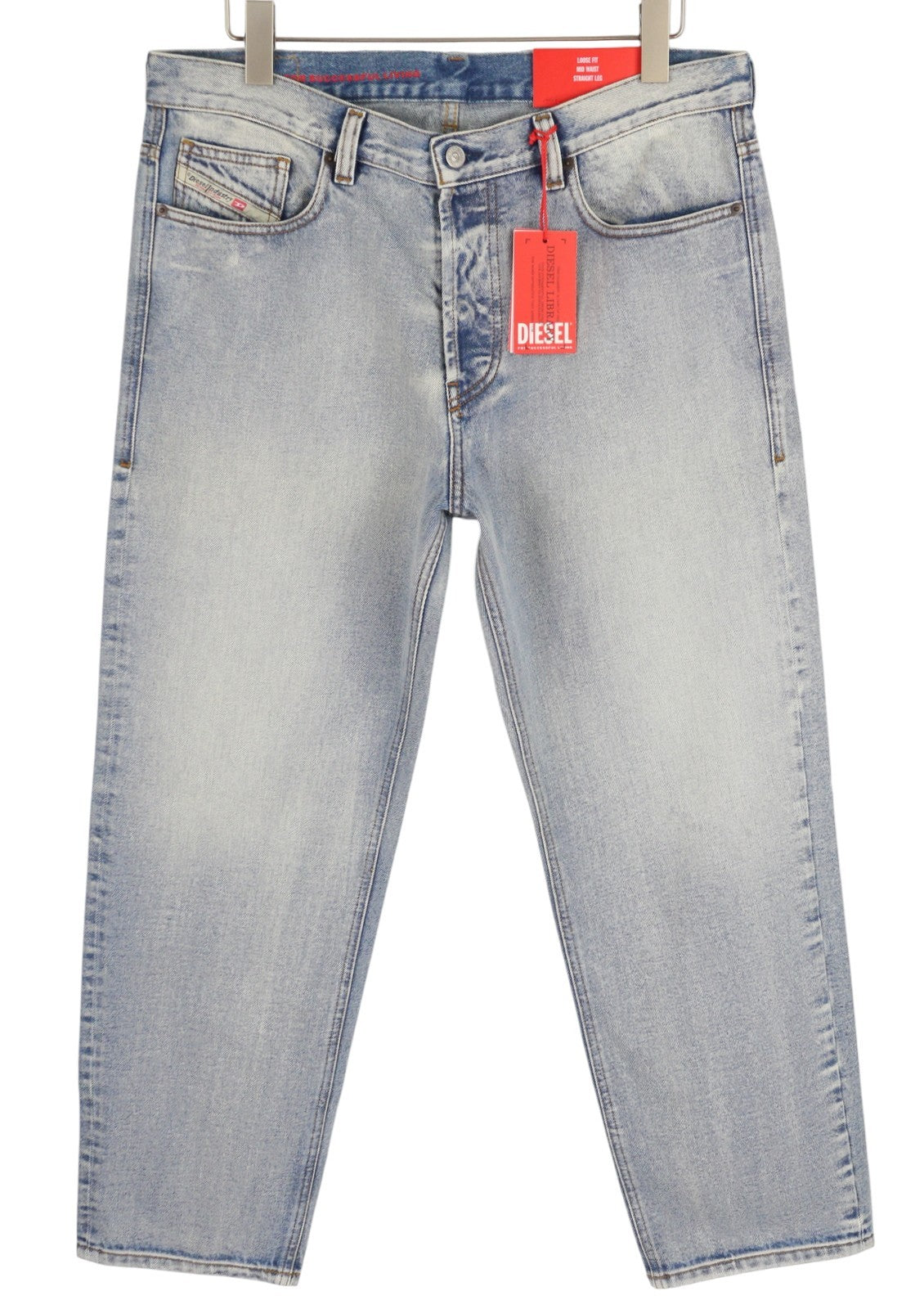 Diesel 2010 09c14 mænds jeans løs lige vasket blå denim Rrp250