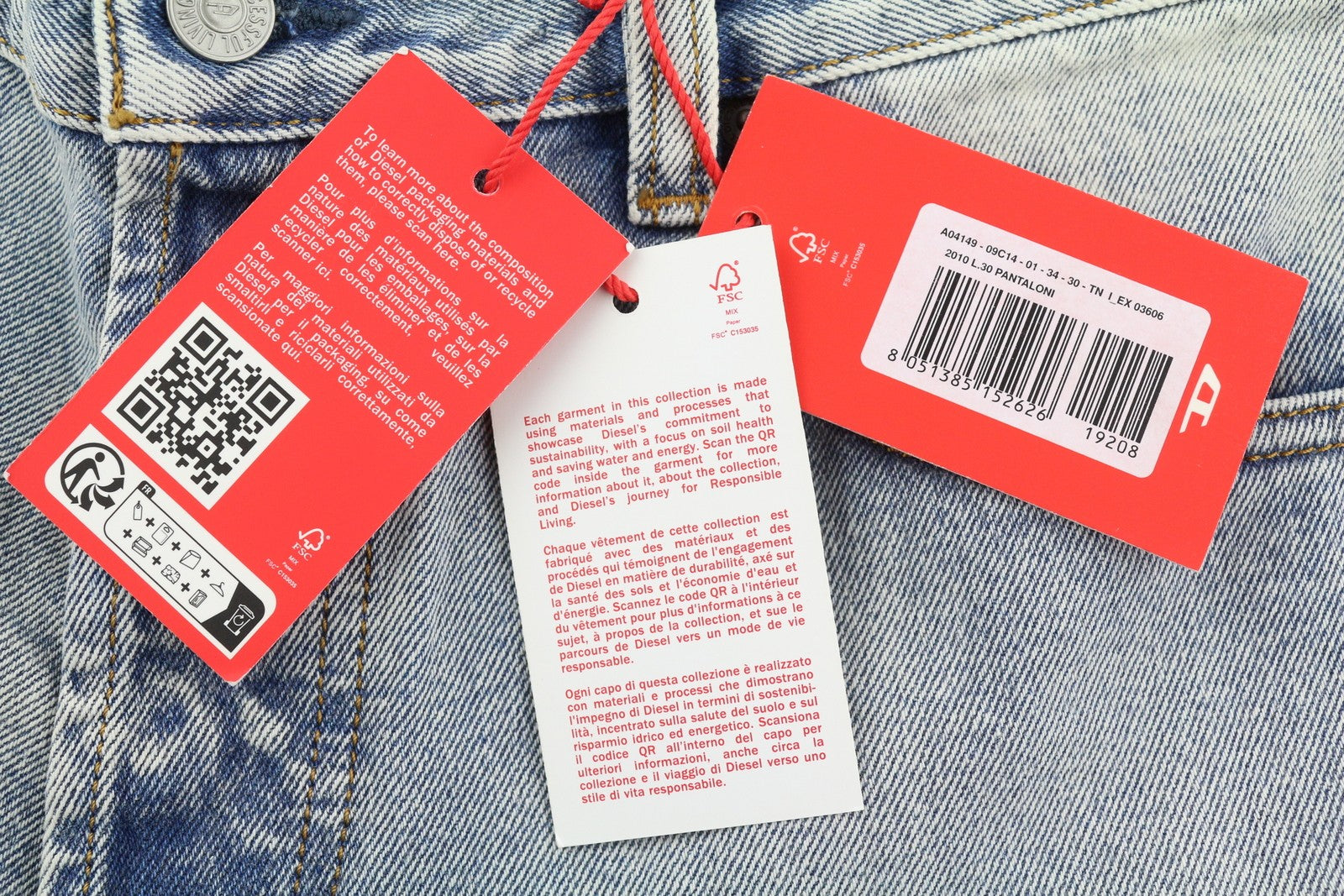 Diesel 2010 09c14 Pánske Jeansloose Rovné Prané Modré Denim Rrp250