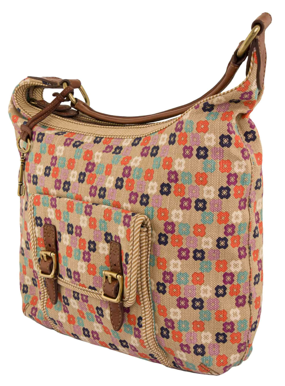 Fossil Wmns Handbag Tate Hobo Natural Floral Mix