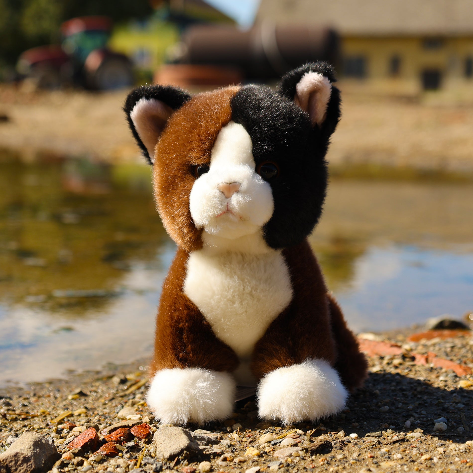 Plyšová mačka trojfarebná 18 Cm Eco-f.