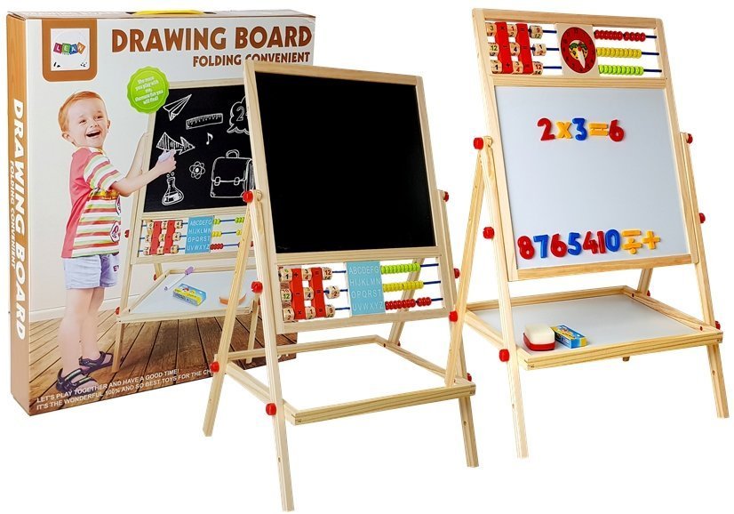 Wooden Chalk Board. Abacus. Clock Numbers And Magnet