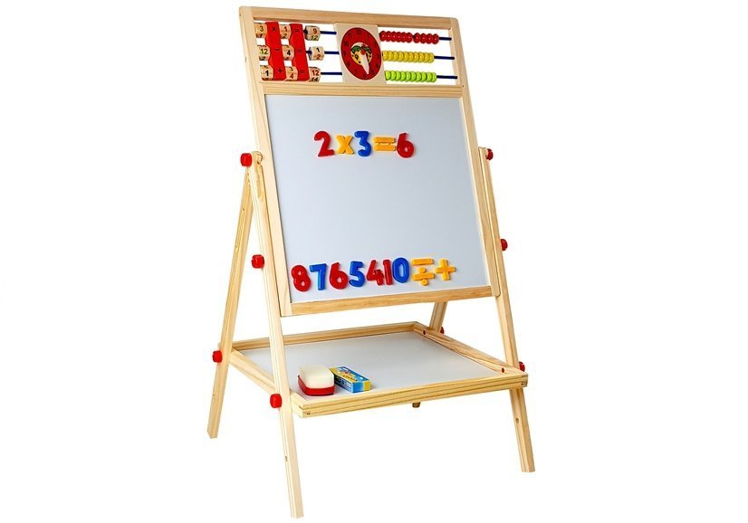 Wooden Chalk Board. Abacus. Clock Numbers And Magnet