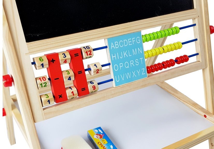 Wooden Chalk Board. Abacus. Clock Numbers And Magnet