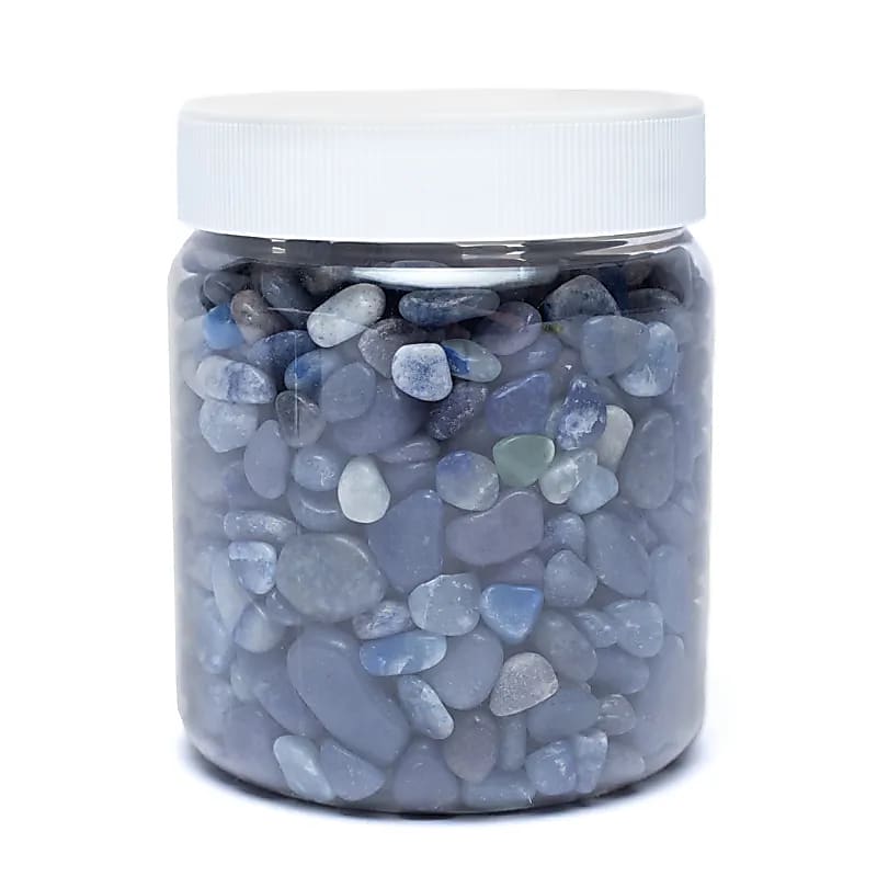 Pedras caídas de quartzo azul qualidade A/b - conjunto de 2 peças - ± 800g; ± 0,5-2,5 cm