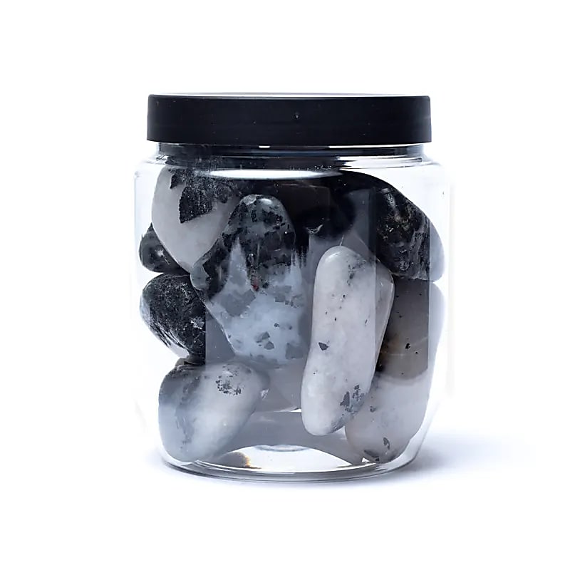 Tourmaline Quartz A Quality Tumbled Stones - ±500g; ±3-4cm