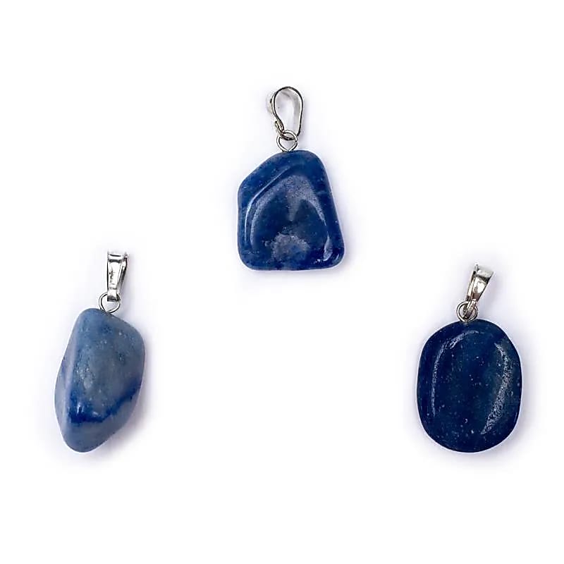 Pasador colgante de piedra preciosa de cuarzo azul perforado - ±1-3 cm Paquete de 5 piezas