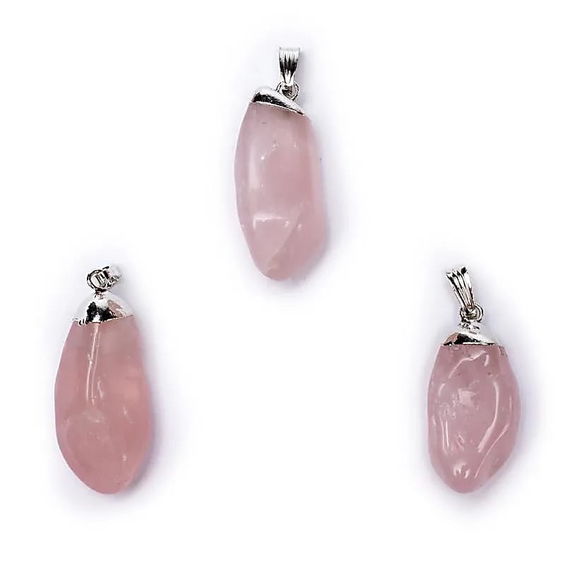 Rose Quartz Gemstone Pendant Pin Drilled Cap --package Of 5 Pcs - ±1-3 Cm