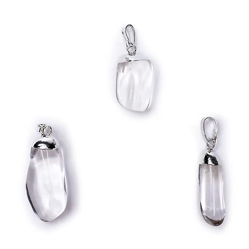 Rock Crystal Gemstone Pendant Pin Drilled Cap --package Of 5 Pcs - ±2-3 Cm