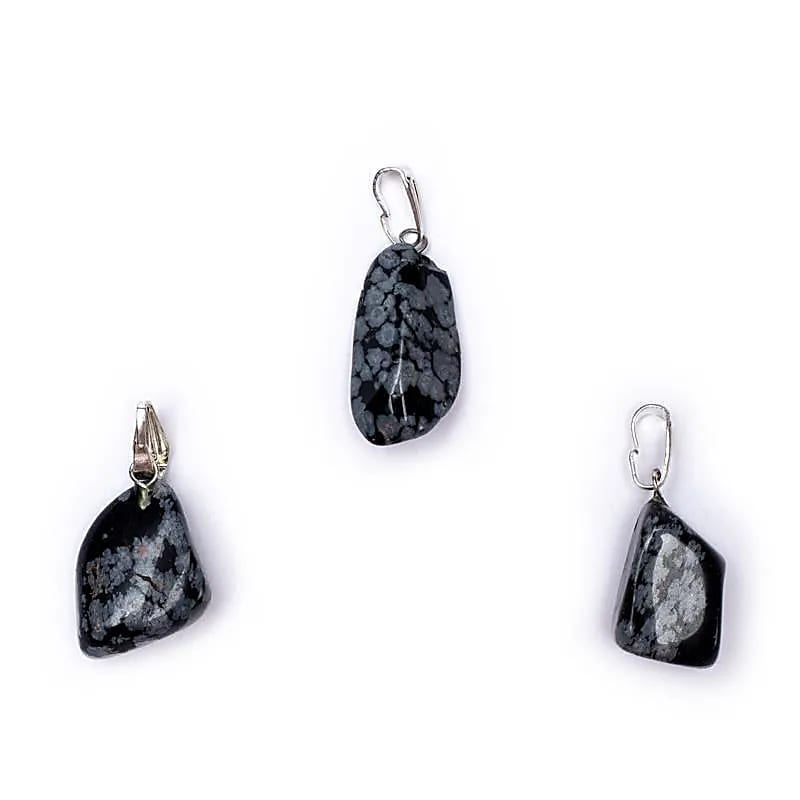 Snowflake Obsidian Gemstone Pendant Pin Drilled --package Of 5 Pcs - ±1-2.5 Cm