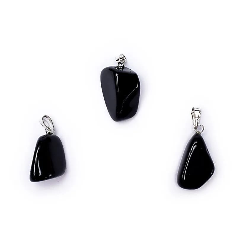 Black Obsidian Gemstone Pendant Pin Drilled --package Of 5 Pcs - ±1-2.5 Cm