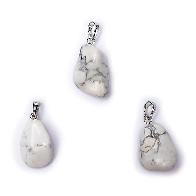 White Howlite Gemstone Pendant Pin Drilled --package Of 5 Pcs - ±2-3cm