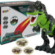Batteria di dinosauro che depone le uova che bruciano fuoco vapore verde